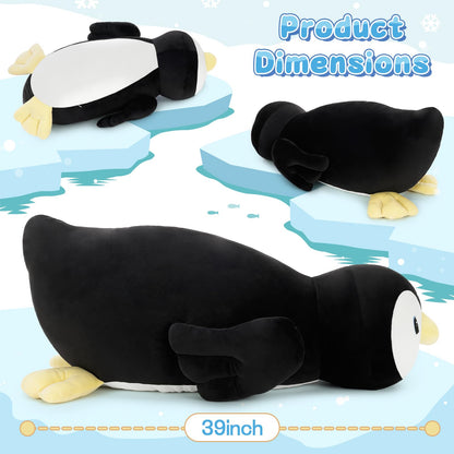 MorisMos 39.4 Inch Penguin Stuffed Animal Plush Toy, Long Penguin Plush Body Pillow, Cuddly Stuffed Penguin Plushie for Sleeping & Home Decor, Christmas Valentine's Birthday Gift for Adults & Kids