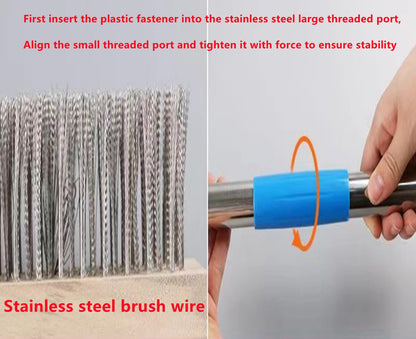 Sinyiol Large Deck Brush, 63 "L x 16" W Rough Surface Floor Hardbristle Brush, Stainless Steel Wire Outdoor Broom Brush for Cleaning Terrace Garage Deck Pool Fishing Boat Concrete Wooden Stone Road