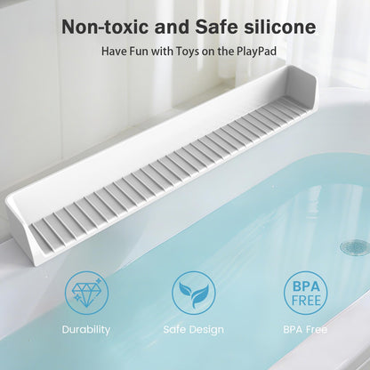 Blgiont Bathtub Splash Guard PlayPad Shelf Area with Strong Suction Cups, Toy Tray Caddy Holder Storage Over Tub, Bathtub Ledge Guard, No Mess Water, Splash Protection Water Barrier for Bathroom-White