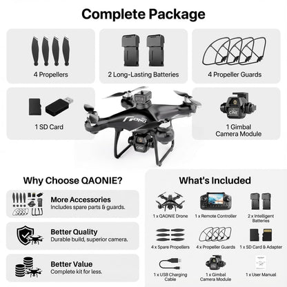 elecci E55 Air Drone with Screen Controller with SD Card, Two-batteries, Optical Flow Positioning, Speed Adjustment Suitable for Beginner. (2 batteries - White)