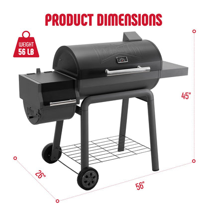 Feasto Heavy-Duty 30-Inch Charcoal Grill with Offset Smoker Grill, Side Table & 815 Sq. In Cooking Space, Outdoor BBQ Grill for Outdoor Barbecue in Backyard, Patio and Parties, Black