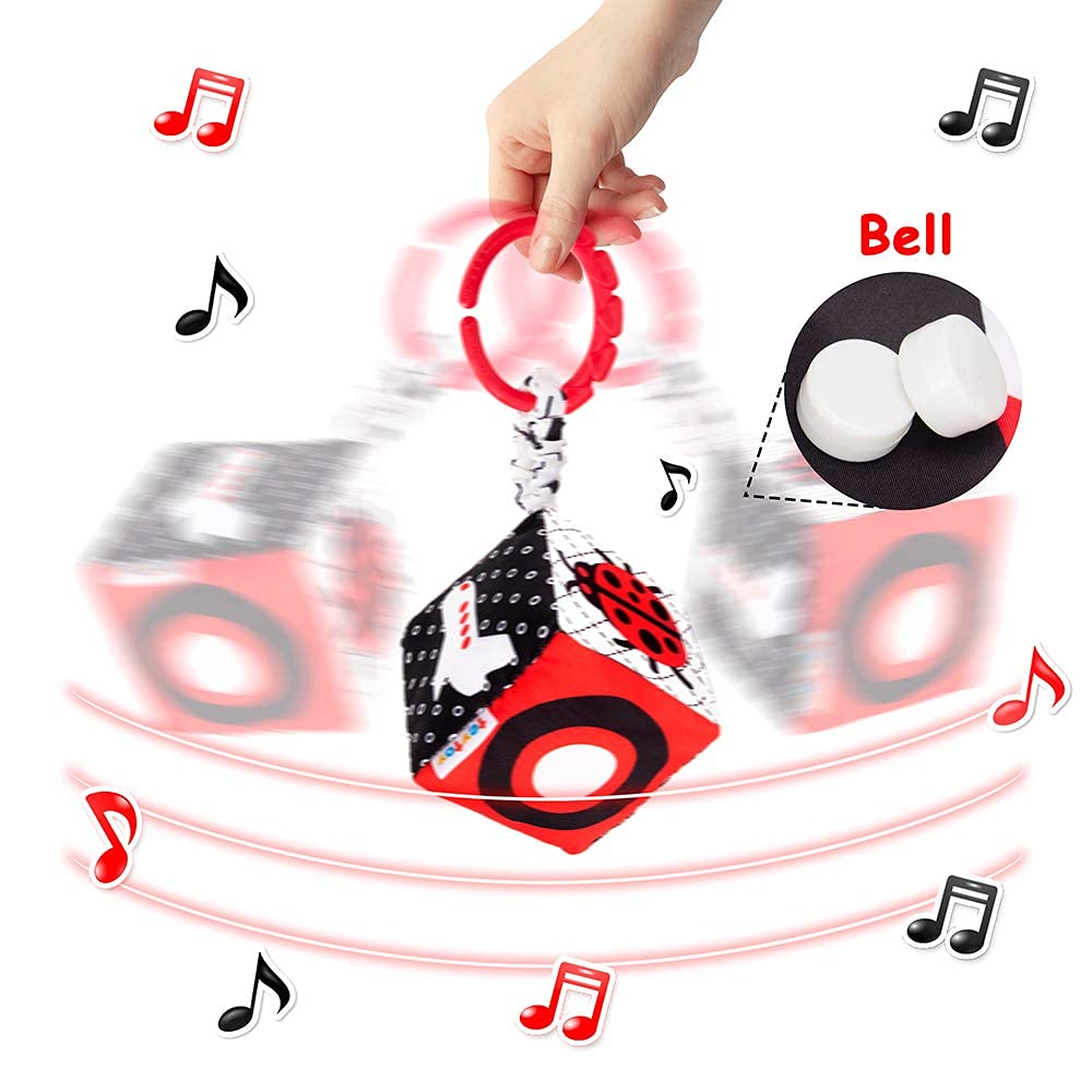 teytoy High Contrast Baby Stroller Toy, Black and White Infant Pattern Toys with Rattle, Easy Clip Hanging Toys, Stroller Crib Carseat Toy, Newborn Baby Toys for 0 3 6 9 12 Month