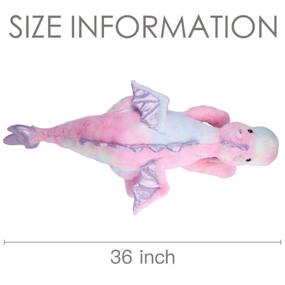 ARELUX Large 36in Cute Dragon Stuffed Animals Plush Toy Soft Colorful Pink Pterosaur Plushie Giant Fuzzy Dinosaur Pillow Plushies with Wings Cuddly for Friends Family Member