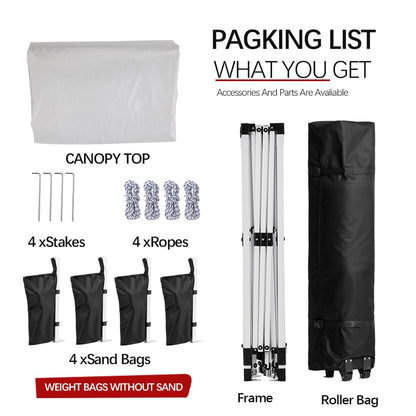 10x10 Pop Up Canopy Tent – One-Person Setup, Waterproof & UV-Blocking, Heavy-Duty Steel Frame, Wheeled Bag & Sandbags – Outdoor Shade for Beach, Camping, Backyard, Tailgate, Events (White)