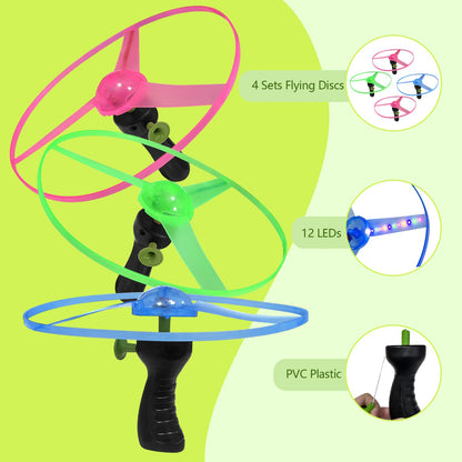 M.best 12 Sets LED Flying Set, Fun Flying Saucers Toys for Kids with Flashing Lights, Flying Toy Outdoor Toys Glow in The Dark Party Supplies Party Favors for Kids 4-8 8-12