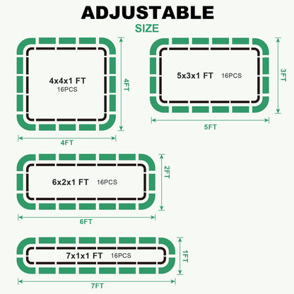1MORE Raised Garden Bed -5X3X1 Galvanized Planter Box for Outdoor Gardening,4 in 1 Modular Raised Bed Kit with Protective Tape, Gloves for Herb，Ideal for Vegetables and Plants.Green-2Pack
