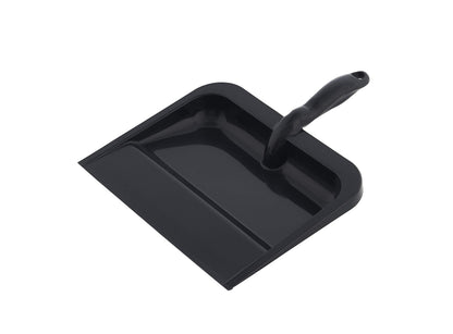 Superio Heavy Duty Plastic Dustpan with Comfort Grip Handle Black, Durable, Lightweight Multi Surface Dust Pan Easy Broom Sweeping, 10 inches Wide, 1-Pack