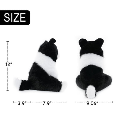 WEIGEDU Border Collie Stuffed Animal Plush Dog Toy, 12 Inch, Soft Realistic Black and White Puppy, Cuddly Farm Animal Plushie for Kids, Girls, Boys, Birthday