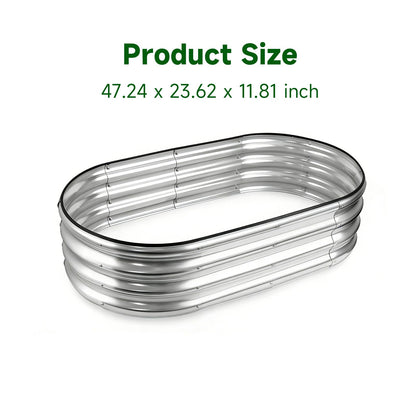 Faststar Galvanized Raised Garden Bed Outdoor, Easy Assembly Mental Planter Box with Safety Edging & Wing Nuts, Rust-Proof Metal for Garden Backyard Vegetables, Fruits 4x2x1ft Oval