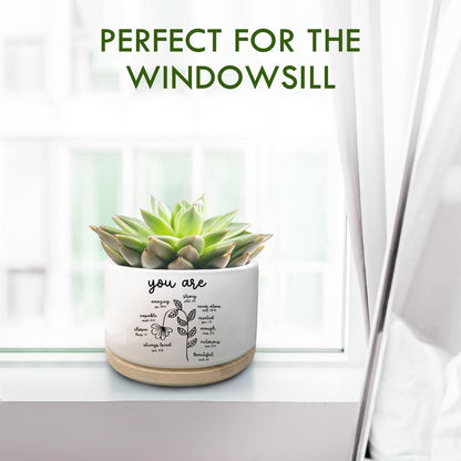 Jutasty Christian Religious Gifts for Women, Succulent Plant Pot, Cactus Flower Planter Gifts, Inspirational Motivational Gifts for Women Friend, Plant Pots for Office Desk Table Shelf (No Plants)