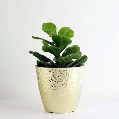 Efavormart 11" Gold Polypropylene Planter Pot Indoor, Flower Pot for Plants with Metallic Hammered Design