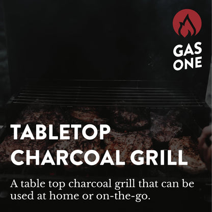GasOne Portable Tabletop BBQ Grill - 18-inch, 2-Tiered, Side Handles & Lid - Compact Charcoal Grill for Picnic & Tailgate