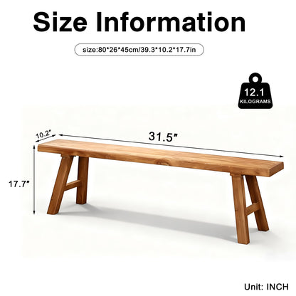 CANYIHB Front Entryway Bench Indoor Hallway Bedroom End of Bed Farm House Rustic Dining Table Vintage Narrow Noodle Bench Solid Wood (L 31.5″x10.2″W x 17.7″H)