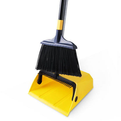 Yocada Commercial Heavy Duty Broom and Dustpan with Comb Set Indoor Outdoor for Courtyard Garage Lobby Mall Market Floor Home Kitchen Room Office Pet Hair Rubbish