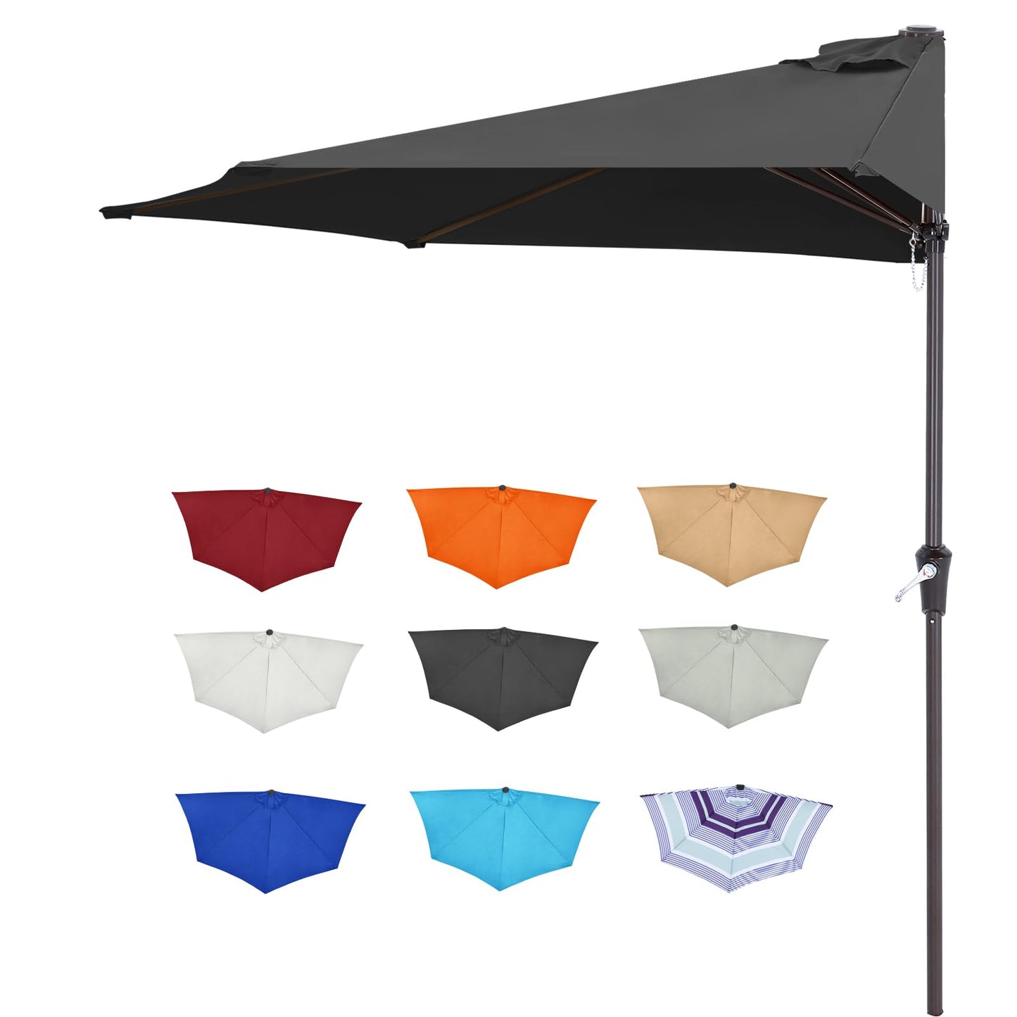ABCCANOPY Patio Umbrella 9FT - Outdoor Half Umbrellas for Patio, Backyard, Garden, Deck (Dark Gray)