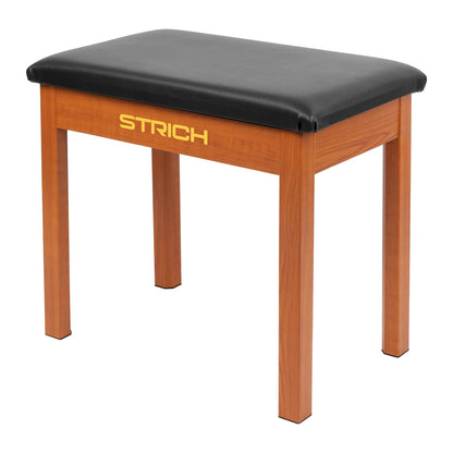STRICH Piano Bench with Storage, Solid Wood Keyboard Bench Piano Bookcase Stool Chair Seat with Padded Cushion, Mahogany Color