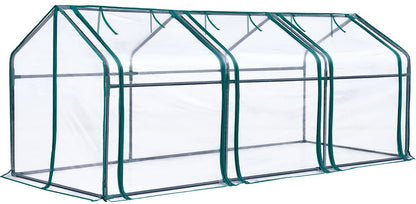 Quictent Mini Greenhouse, Portable Quick-Setup Small Tabletop Waterproof UV Protected PVC Cover Shelter for Outdoors/Indoors W/ Raised Base for Garden Plant Seed Starting, 8 Stake, 95"x36"x36", Clear