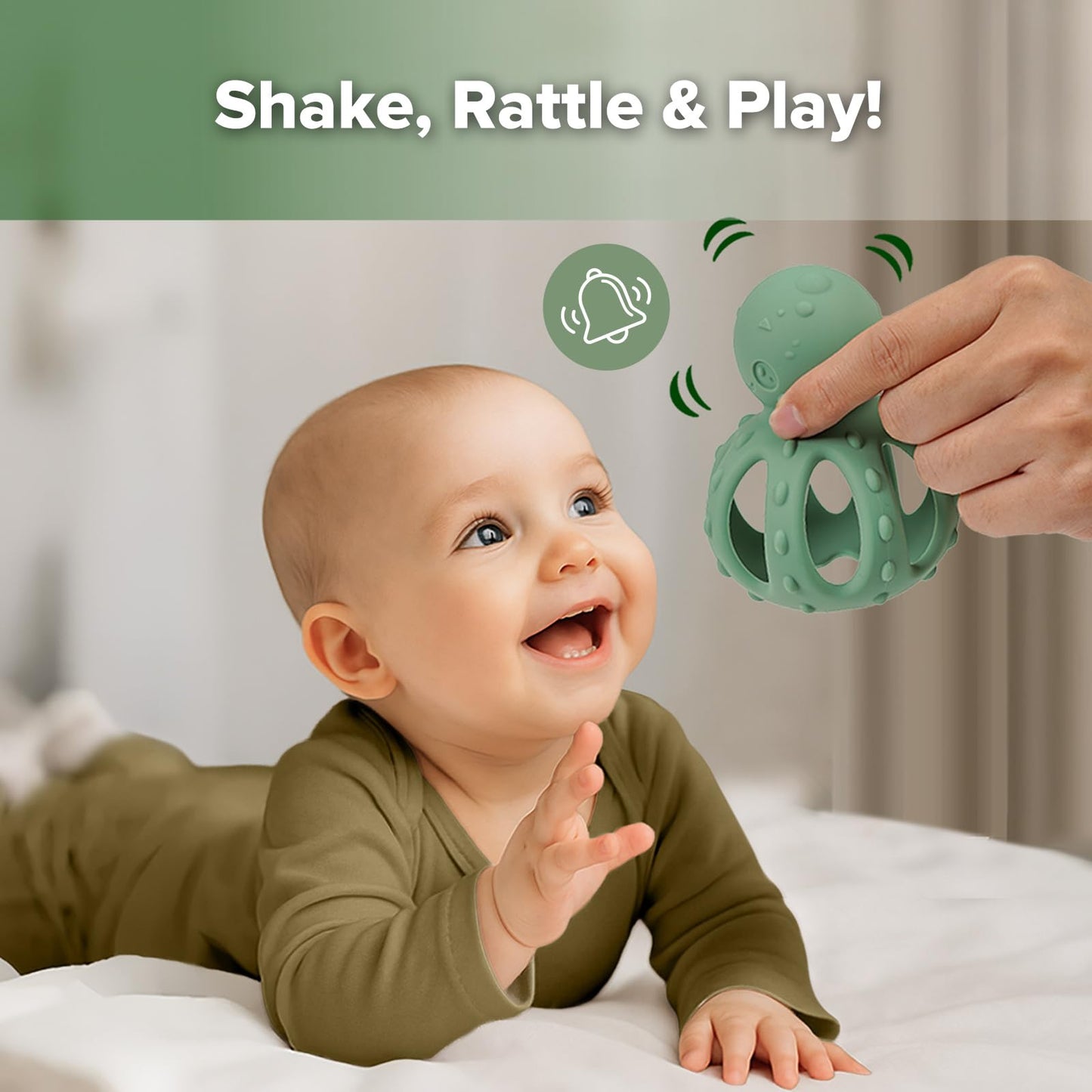 Haakaa Silicone Teether Combo&Octopus Rattle Teether-Baby Freezer Teething Toy - Soft Cold Teether - Soothe Teething Pain & Itching Gums - Perfect Size-in-1 Baby Teething Toy with Gentle Rattle