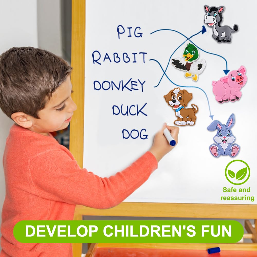 YUJUN 12PCS Fridge Magnets for Kids,Cute Vivid Farm Animals Refrigerator Magnets Toys for Fridge Baby Educational Present Full Back Magnetic Toddler Magnets