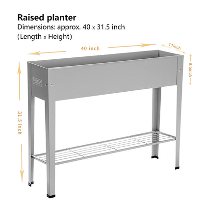 ProGard Raised Garden Bed, Garden Raised Planter Box with Legs, Galvanized Garden Planter for Herbs and Vegetables (40" Grey)
