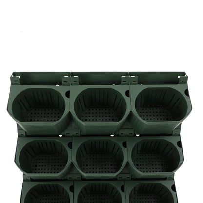 kunghei 36-Pot Wall Mounted Planter – Vertical Wall Planter with Water Storage Layer, Stackable Flower Pot Holder for Indoor Outdoor Garden Balcony (12 * 3-Pot) (Army Green)