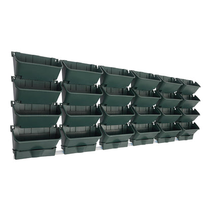 24 Pack Hanging Vertical Wall Planter,12.99inch Wall Mounted Planter for Patio Outdoor Decor,Home Army Green Plastic Pot Balcony Plant Vegetable Fruit Herb Hanging Pocket Holder Flowerpot (Army Green)