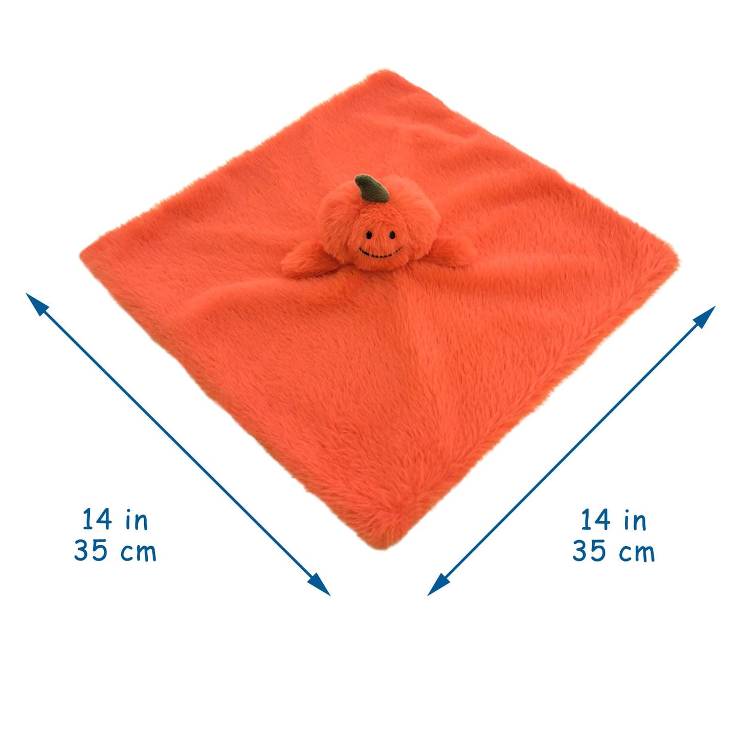 Doindute Baby Orange Pumpkin Soft Stuffed Animal Security Blanket, Plush Pumpkin Character Lovey Blanket, Baby Shower/Nursery Gift, Newborn Infant Toddler Snuggle Blankie for Girls Boys, 14 Inches