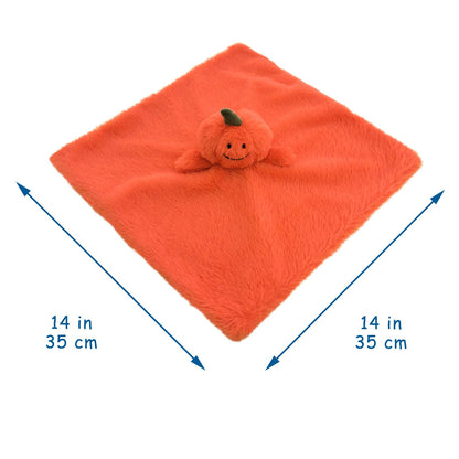 Doindute Baby Orange Pumpkin Soft Stuffed Animal Security Blanket, Plush Pumpkin Character Lovey Blanket, Baby Shower/Nursery Gift, Newborn Infant Toddler Snuggle Blankie for Girls Boys, 14 Inches