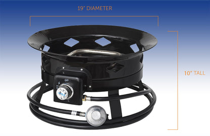 Flame King Smokeless Portable Propane Fire Pit Bowl, 19 inches, 58K BTU with Propane Grip Scale, Self Igniter, Cover, & Carry Straps for RV, Camping, & Outdoor Living