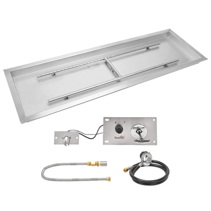 Stanbroil 36 x 12 Inch Rectangular Drop-in Gas Fire Pit Kits with All Accessories Required for DIY Fire Pit Project, Propane Gas Version, 150,000 BTU’s Max