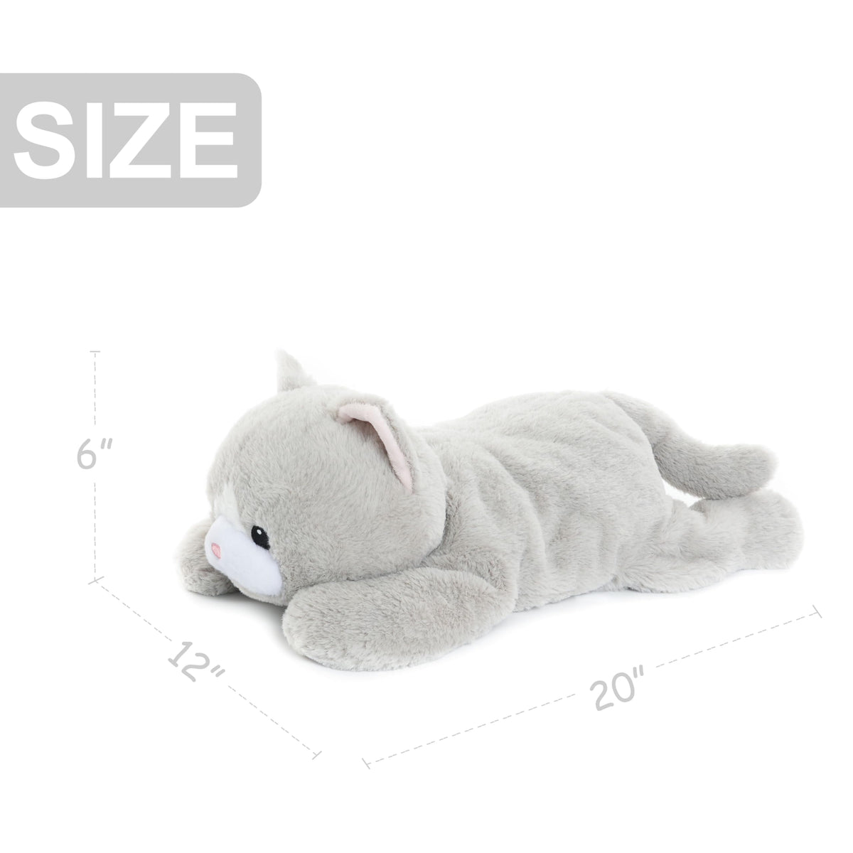 WEIGEDU Weighted Cat Stuffed Animal Plush Toy with Embroidered Eyes and Removable Weight Pack - 20 Inches, 2.3 lbs for Kids and Adults