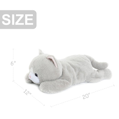 WEIGEDU Weighted Cat Stuffed Animal Plush Toy with Embroidered Eyes and Removable Weight Pack - 20 Inches, 2.3 lbs for Kids and Adults