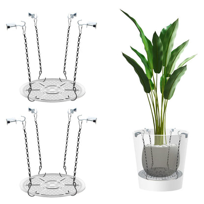 HaoGludi 2 Pack Adjustable Height Planter Inserts for Large Pots, 9" Stainless Steel Plant Pot Insert with Chains, Soil-Saving Planter Filler Support for Tall & Short Pots, Use Less Potting Soil