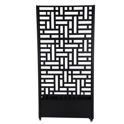 70.87x35.43x15.75 Inch Metal Planter Box with Trellis and Wheels Raised Garden Bed with Drainage Holes Privacy Planters Suitable for Climbing Plants and Vegetables (02)