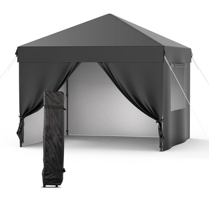 10X10 Pop Up Canopy Tent with 4 Sidewalls, Heavy Duty Commercial Instant Shelter, One-Person Quick Setup Outdoor Party Tent, Water-Resistant & Portable for Outdoor Events, Camping, Black