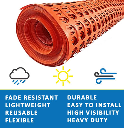 Electriduct Plastic Construction Fencing 250 Feet Orange Netting Barrier Safety Mesh Snow Fence Roll