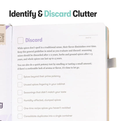 The Home Organization Sidekick Journal by Habit Nest. A Step-by-Step Guide to Declutter, and Organize your Home. Coaches you through Decluttering, Room by Room.