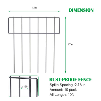 10 Pack Animal Barrier Fence, 17 Inch(H) X 10 Ft(L) Decorative Garden Fencing for Garden.