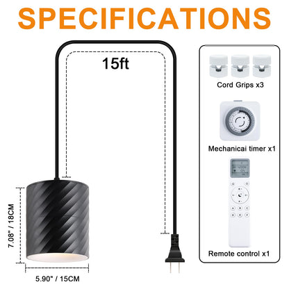 Cofiveevo Hanging Indoor Plant Growth lamp, 25W Full Spectrum, Adjustable Angle Plant lamp, Suitable for Indoor Foliage Plant Auxiliary Lighting, Meat Quality, Flowers, 2700k-6500K (Black)