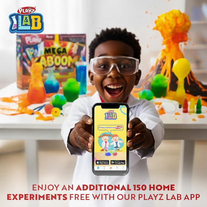 Playz Mega Kaboom! 150+ Explosive Science Experiments Kit for Kids Age 8-12 with 75 App & Video Guided Experiments - Chemistry Set STEM & Educational Toys & Gifts for Boys, Girls, Teenagers & Kids