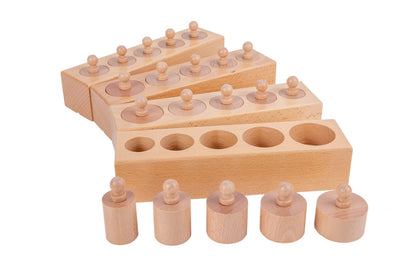 Montessori Toys for Babies 6-12 Months Wooden Knob Log Cylinder Blocks Development Sensory Toys for Toddlers Montessori Baby Games Educational Toys(4 Piece Set)