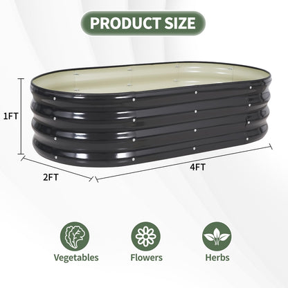 1MORE Galvanized Raised Garden Bed- Planter Garden Boxes Outdoor, Raised Beds for Gardening, 4x2x1ft Metal Garden Bed Kit for Vegetables Flower, Planter Raised Beds with Tools.Gray-2pack