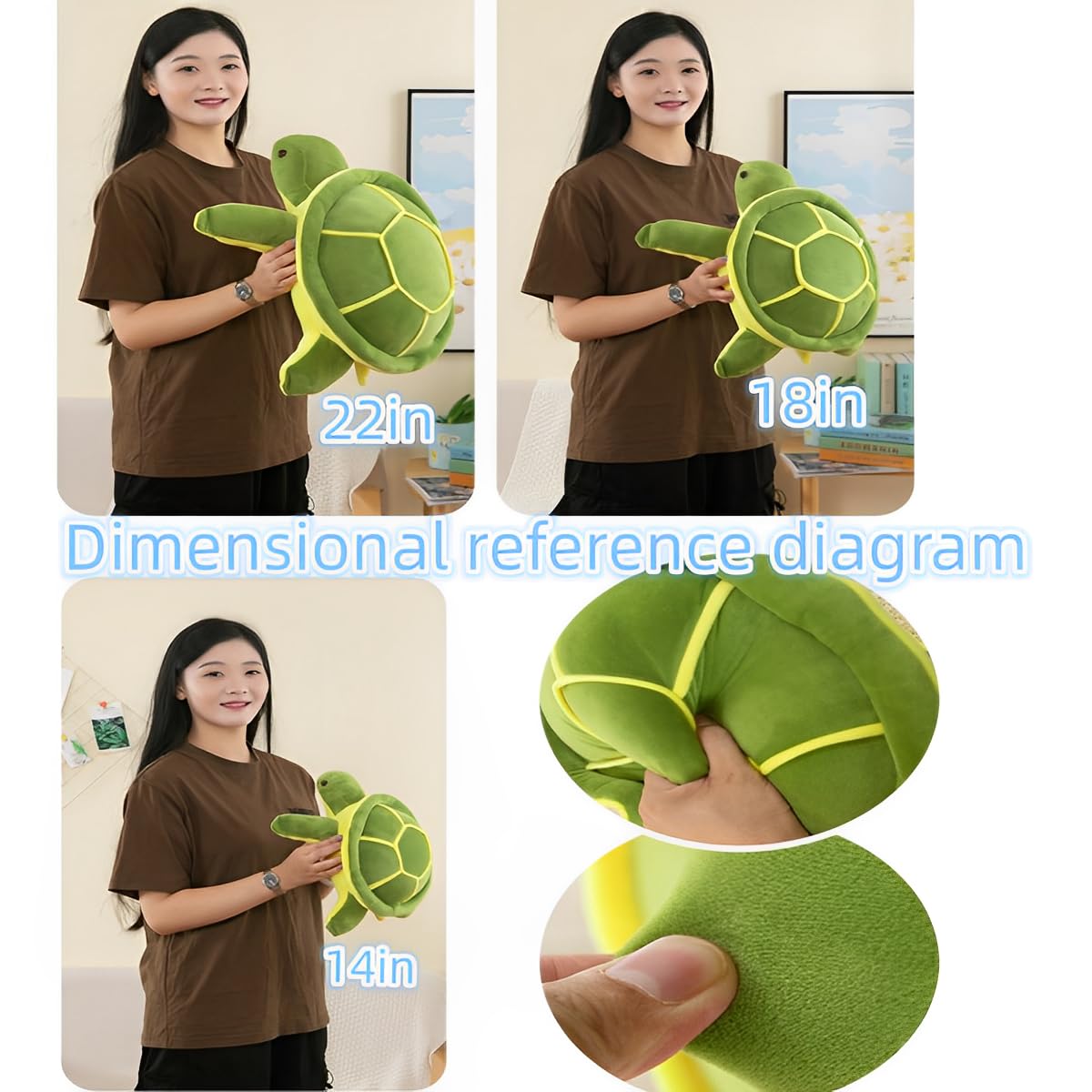 OPHRBU Sea Turtle Plushie Toy,22" Sea Turtle Stuffed Animals Plush Green Soft Plush Toys Hugging Pillows,Tortoise Plush Toys Doll Valentine's Day Birthday Gifts for All Age Groups (Green-22 inches)