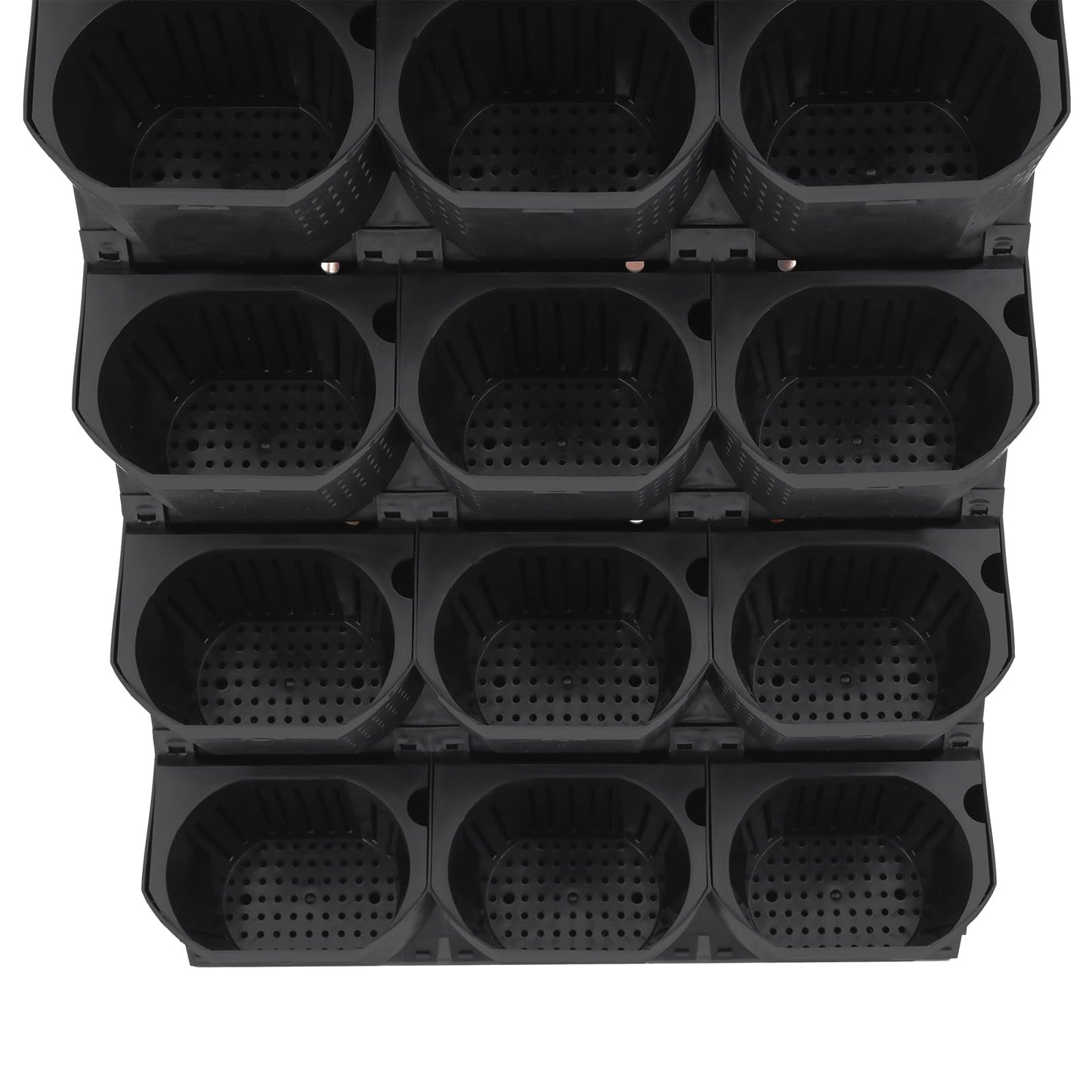 REBaiYU Wall Mounted Planter with 36 Pots,Built-in Water Reservoir & Aeration Holes, 180LBS Load Capacity, Snap-On Design for Indoor/Outdoor Flowers, Vegetables, Grass (Black)