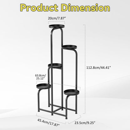Gupeaoi 5 Tier Indoor Plant Stand Corner Metal Flower Shelf, Tiered Planter Display Shelves Orchid Rack for Patio, Balcony, Porch, Garden, Living Room,Space Saving & Multifunctional Black