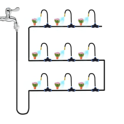 49.21Ft Drip Irrigation System, 360° Bendable Drip Irrigation Kit Automatic Irrigation System for Garden, Adjustable Garden Watering Misting System for Greenhouse, Yard, Lawn, Plant
