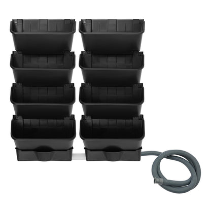 kunghei Vertical Wall Planter for Indoor Plant-Walls Mounted Pot with 2 Drainage Tray 8 Pack, with 6.56ft Drainage Pipe for Decor, Plastic Pots Balcony Planters, Plants Hanging (8, Black)