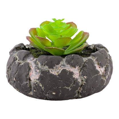 Restaurantware-6 x 4.5 Inch Faux Succulent, 1 Artificial Succulent - In Cement Planter, Use As Table Or Shelf Decor, Centerpiece, Plastic Desk Plant, Planter Mimics The Look Of Volcanic Rocks