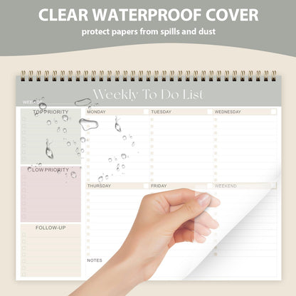 Weekly To Do List Notepad, Undated Planner with 52 Sheets (8.5''x11''), Desk Weekly Planner for Women & Man, Home School & Work