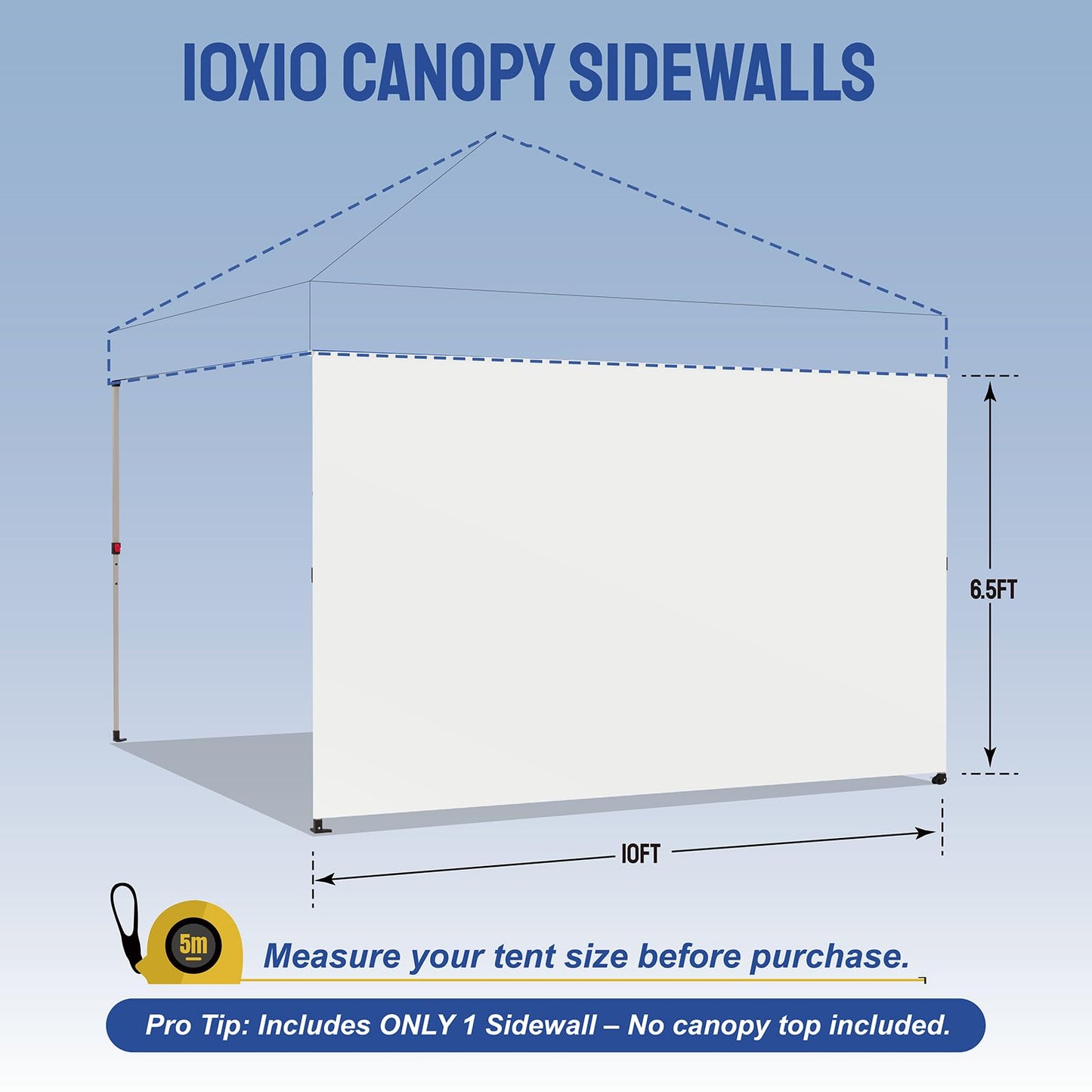 CROWN SHADES SunWall Silver Coated for 10x10 Pop up Canopy Tent, 1 Pack Sidewall Only with Silver Coating (1 Pack, White)